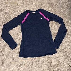 Under Armour Women's Long Sleeve Tee - Navy and Pink